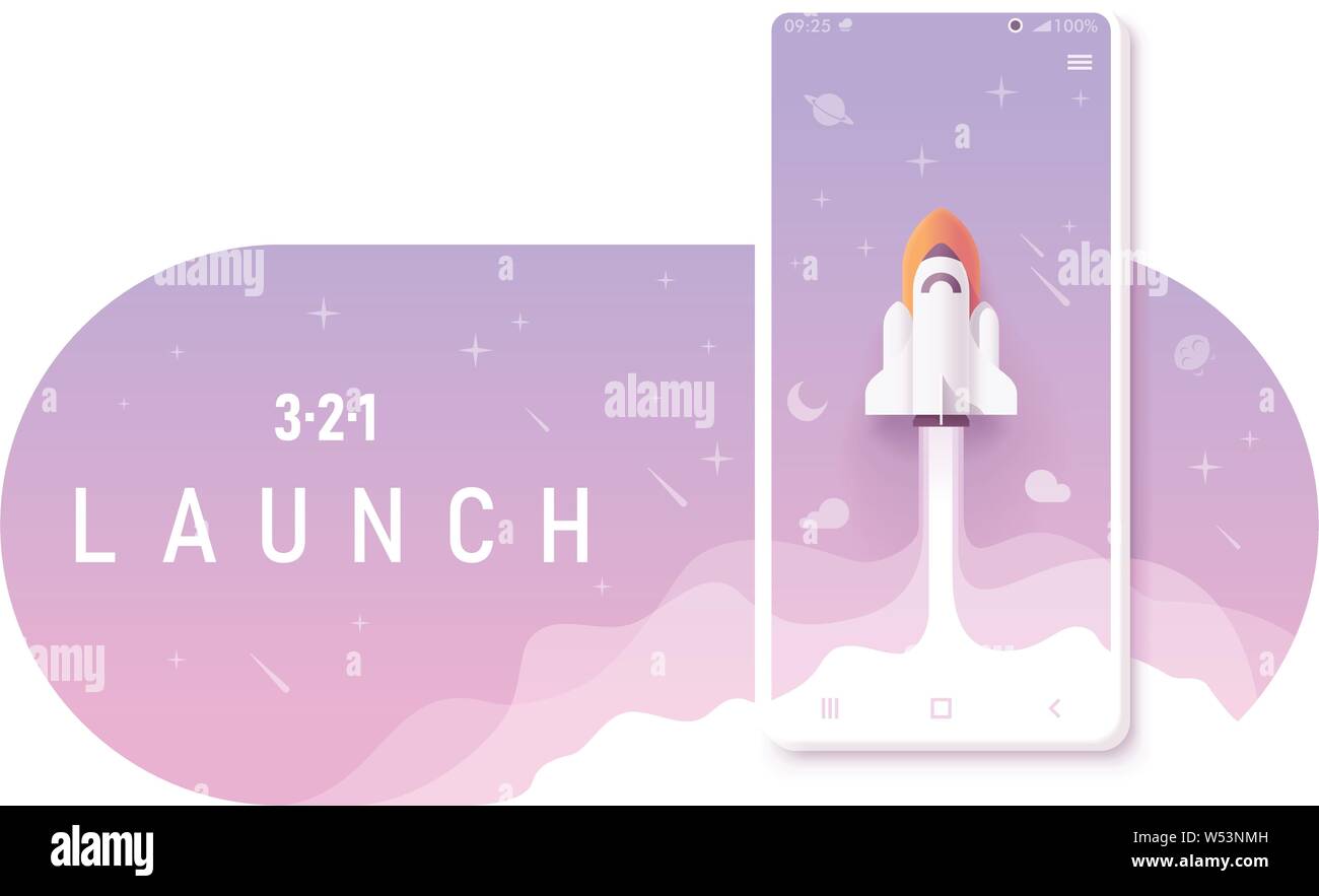 Vector Mobile App zu starten Konzept Stock Vektor