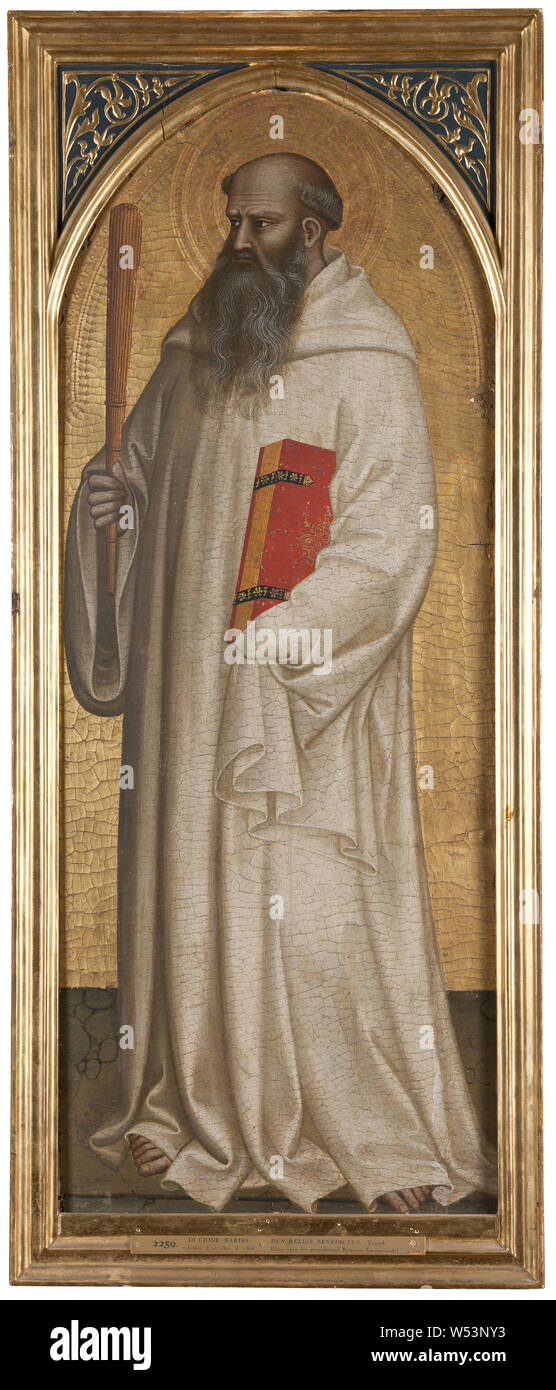 Nardo di Cione, der hl. Benedikt, den heiligen Benedikt, Malerei, Öl auf Leinwand, Höhe, 83,5 cm (32,8 Zoll), Breite 33,5 cm (13,1 Zoll) Stockfoto