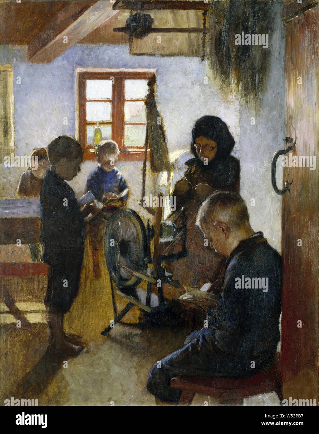 Oscar Björck, der in der Dorfschule, in der Dorfschule, Malerei, 1884, Öl auf Leinwand, Höhe, 76,5 cm (30,1 Zoll), Breite 60,5 cm (23,8 Zoll), Unsigned Stockfoto