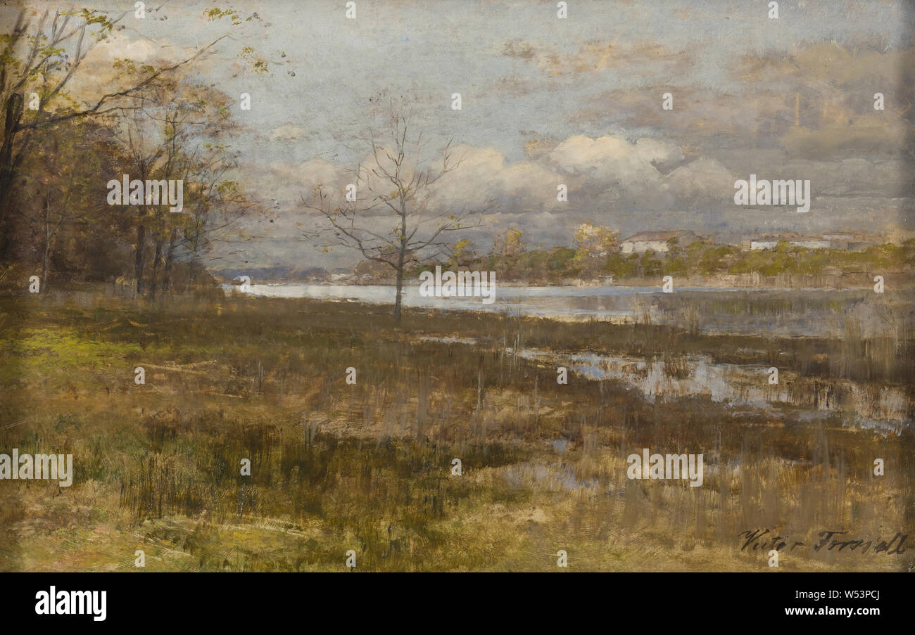 Victor Forssell, Landschaft, Malerei, Landschaft, Kunst, Öl auf Leinwand, Höhe, 22 cm (8,6 cm), Breite 32 cm (12,5 Zoll), unterzeichnet. Stockfoto