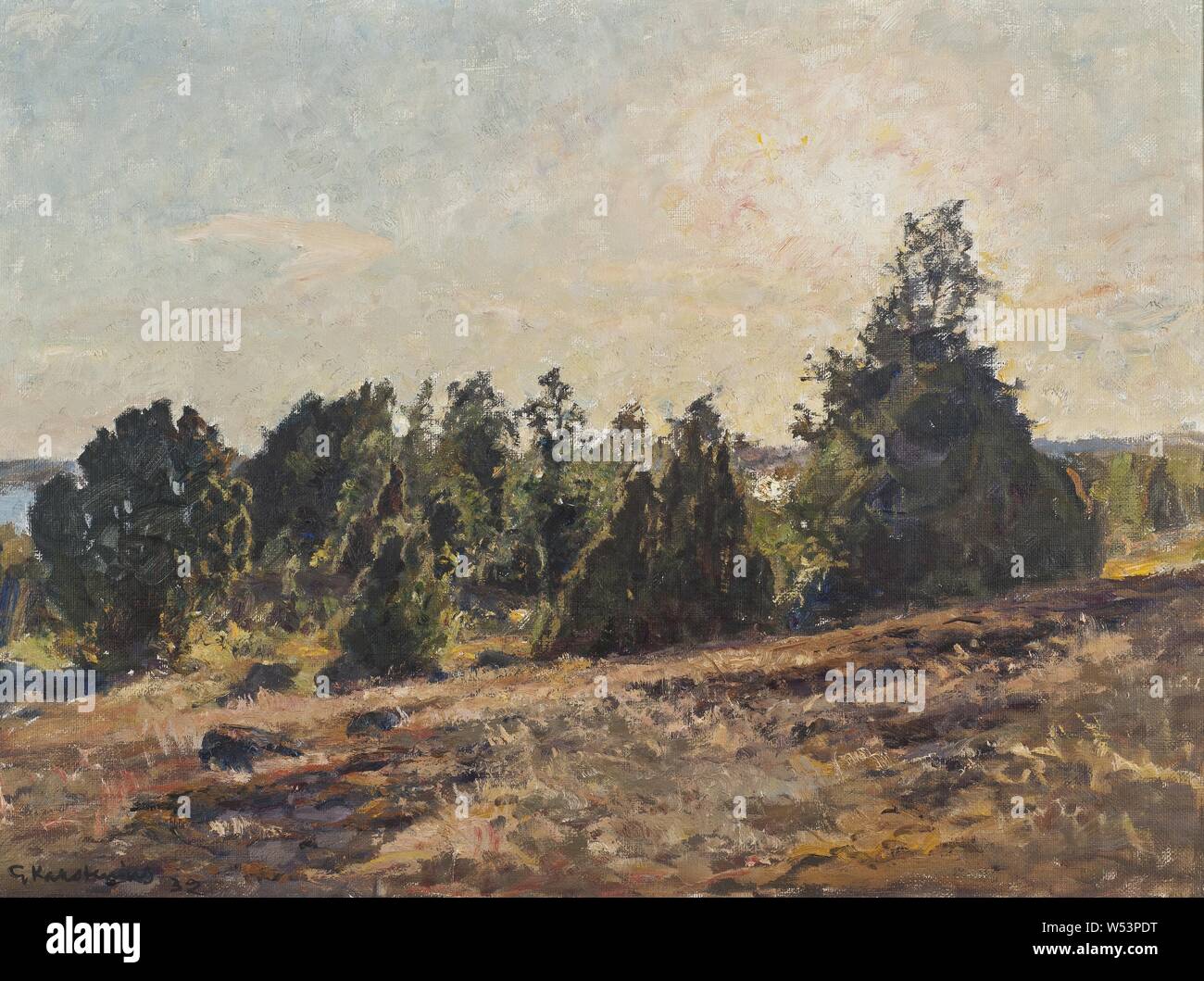 Gottfrid Kallstenius, gegen Abend, Horsö im Tjust Archipel, Malerei, 1932, Öl auf Leinwand, Höhe 60 cm (23,6 Zoll), Breite 81 cm (31,8 Zoll), Signated, G. Kallstenius 32 Stockfoto