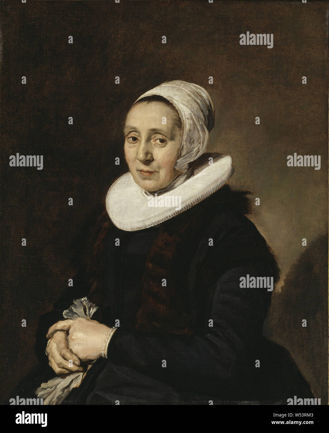 Frans Hals, Bildnis einer Dame, schwedischer, Portrait, Malerei, Portrait, 1643, Öl auf Leinwand, Höhe, 82,6 cm (32,5 Zoll), Breite 67,3 cm (26,4 Zoll), Beschriftung auf der linken Seite das Gesicht der Frau, AETAT SVAE 52 ANo 1643 Stockfoto