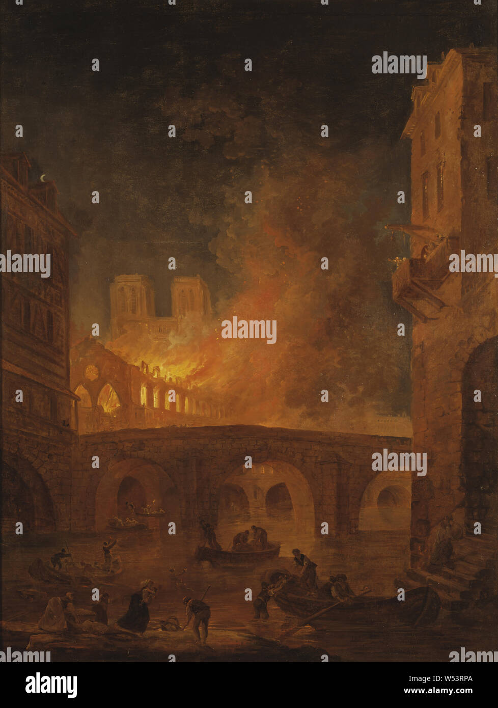 Hubert Robert, das Feuer des Hôtel-Dieu in Paris 1772, Gemälde, Öl auf  Leinwand, Höhe 145 cm (57 Zoll), Breite 109 cm (42,9 Zoll Stockfotografie -  Alamy