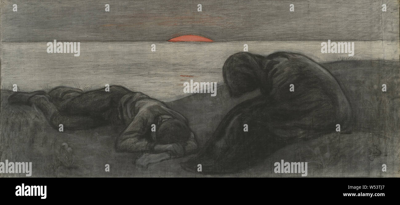 Richard Bergh, sterbenden Tag, der heutigen Tod, Malerei, 1895, Kohle und Öl auf Leinwand, Höhe, 39,5 cm (15,5 Zoll), Breite 86 cm (33,8 Zoll), unterzeichnet, RB,. Stockfoto