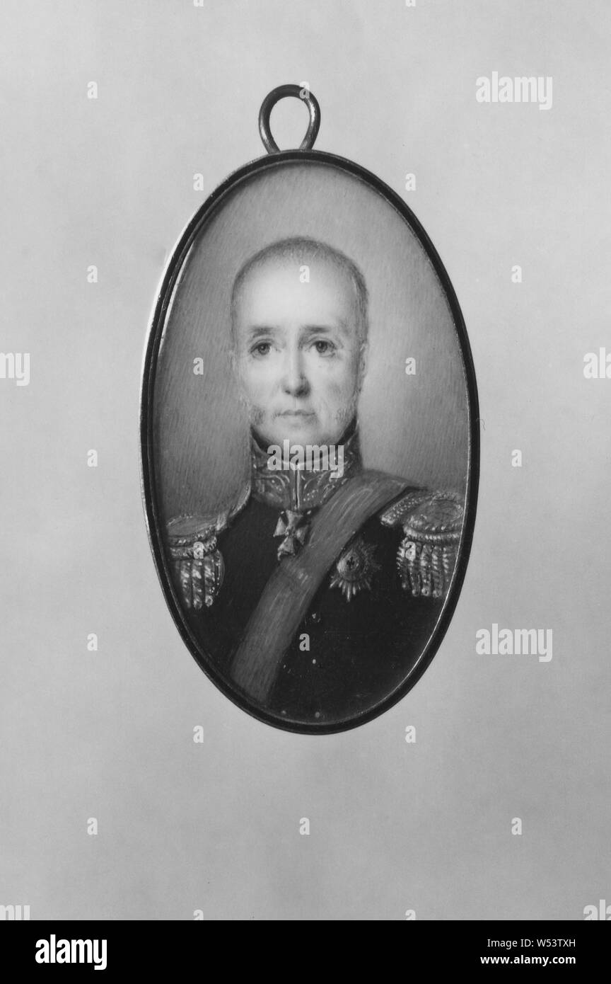 Unbekannter deutscher Prinz, Malerei, Aquarell und Gouache auf Elfenbein, Aquarell und Gouache auf Elfenbein, Höhe, 4,9 cm (1,9 Zoll), Breite, 3,1 cm (1,2 Zoll) Stockfoto