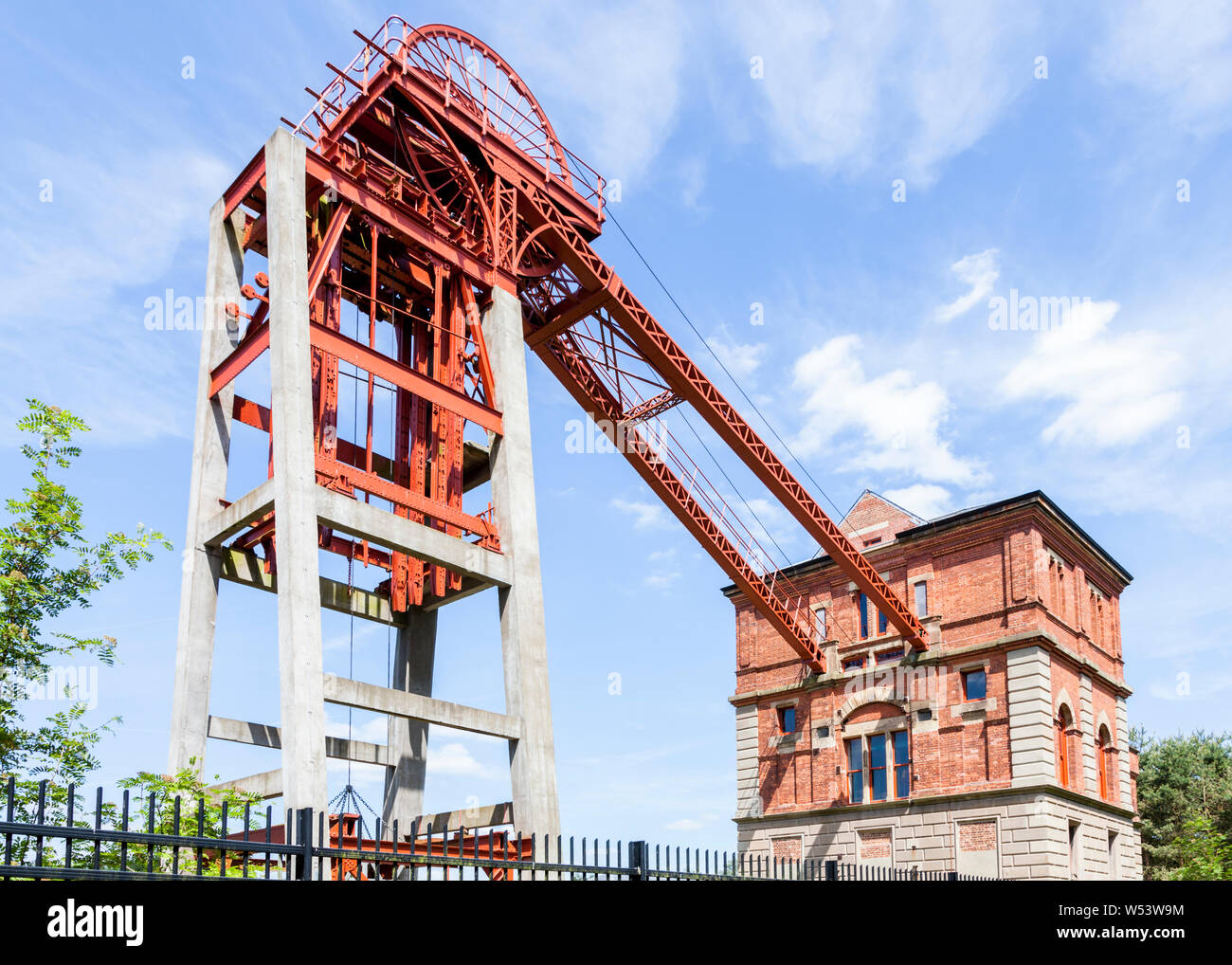 Kopf gewundenen Getriebe und Motor Grubenhaus, Bestwood Zeche, Bestwood, Nottinghamshire, England, UK Stockfoto