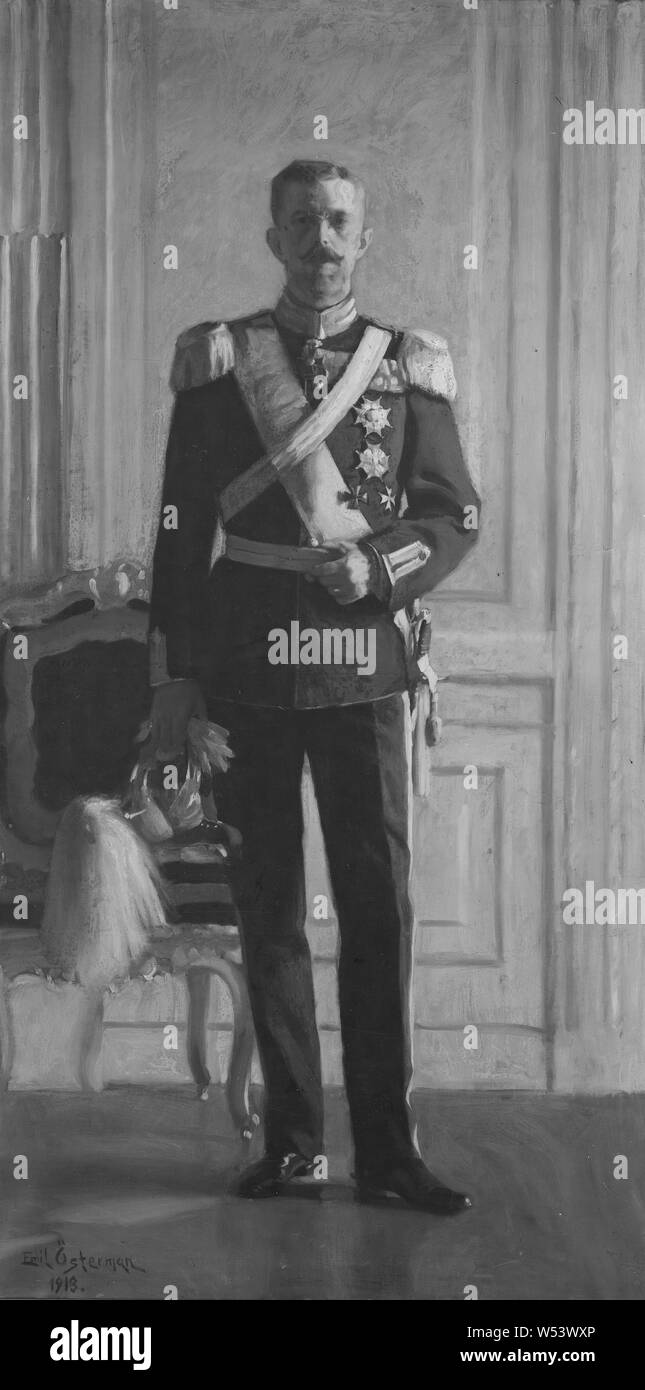 Emil Österman, König Gustav V, Gustav V, 1858-1950, Malerei, Gustaf V von Schweden, 1913, Öl auf Leinwand, Höhe 250.5 cm (98,6 Zoll), Breite 125 cm (49,2 Zoll), unterzeichnet, Emil Österman 1913, unten links Stockfoto