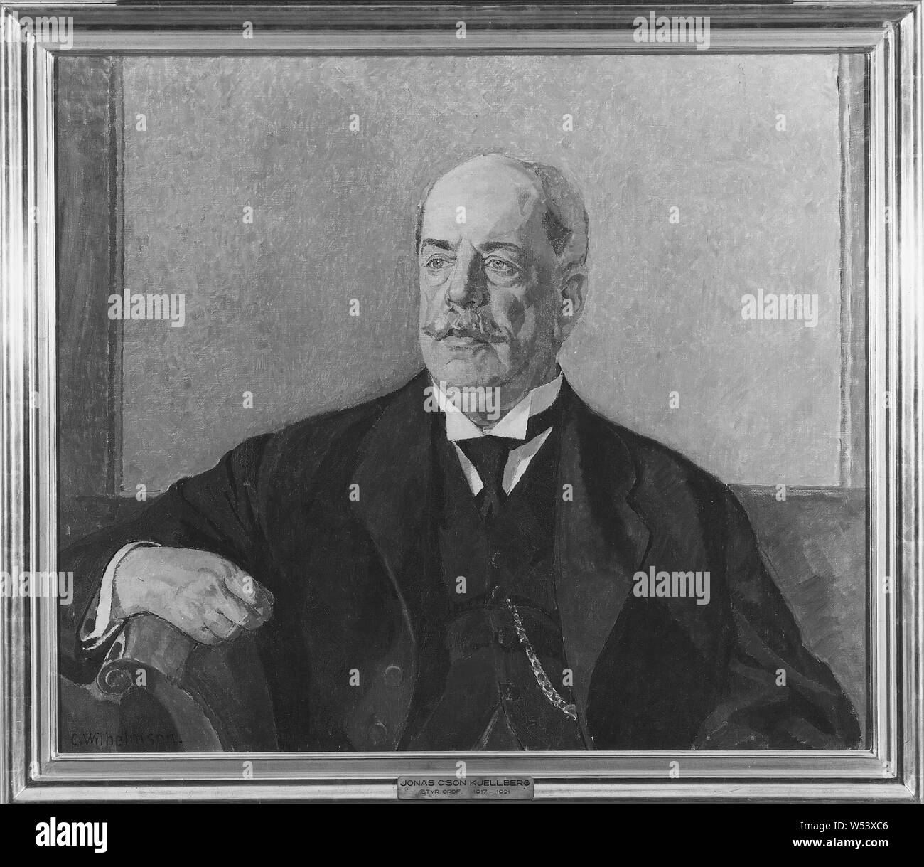 Carl Wilhelmson, Jonas C, Sohn Kjellberg, 1858-1942, Industrielle und Banker, Ingenieur, Politiker, an Anna Maria Almqvist, Malerei, Öl auf Leinwand verheiratet, Öl auf Leinwand, Höhe, 71,5 cm (28,1 Zoll), Breite 85 cm (33,4 Zoll), unterzeichnet, C. Wilhelmson Stockfoto