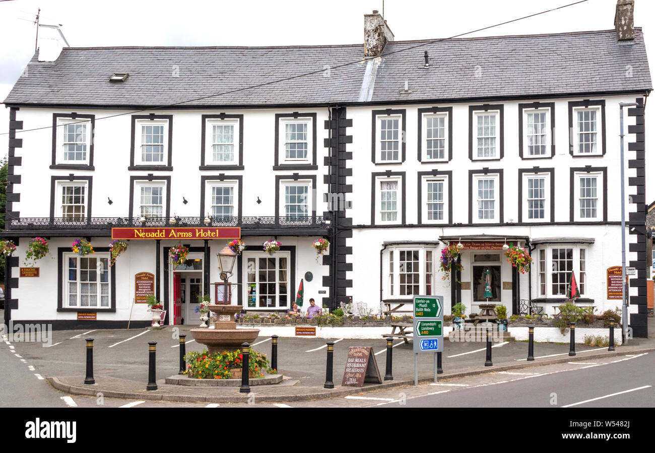 Neuadd Arms Hotel, Llanwrtyd Wells, kleinste Stadt in Großbritannien, Wales, Großbritannien Stockfoto