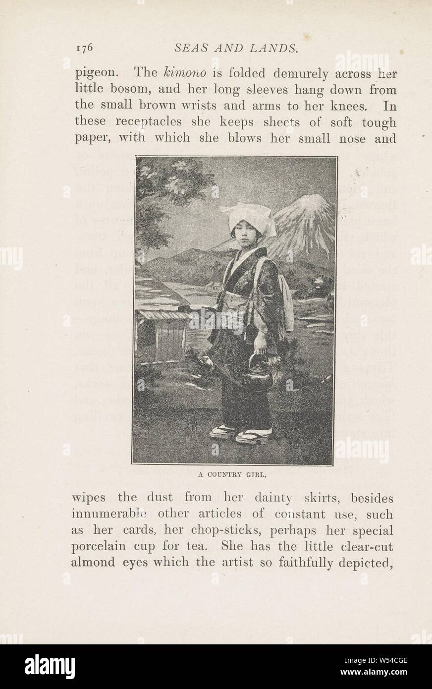 Porträt einer japanischen Frau in traditioneller Kleidung ein Land Mädchen (Titel auf Objekt), erwachsene Frau, Tracht, regionale Kostüm, studio Voraussetzungen, Fotograf, anonym, Japan, C. 1882-in oder vor 1892, Papier, H 89 mm x B 58 mm Stockfoto