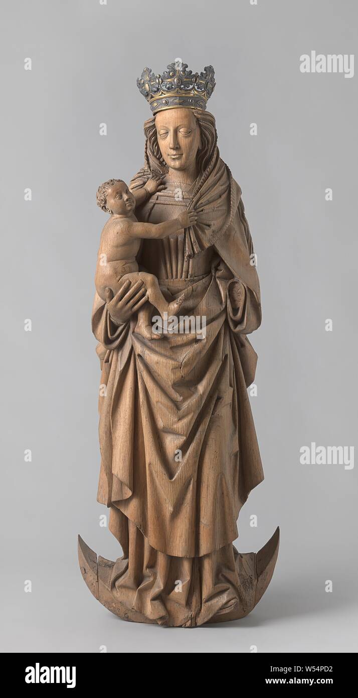 Krone aus vergoldetem Silber, Krone mit der Statue der Maria mit Kind, anonym, Belgien, C. 1800 - C. 1899, silber (Metall), Vergoldung, h 12,5 cm x T 21,5 cm Stockfoto