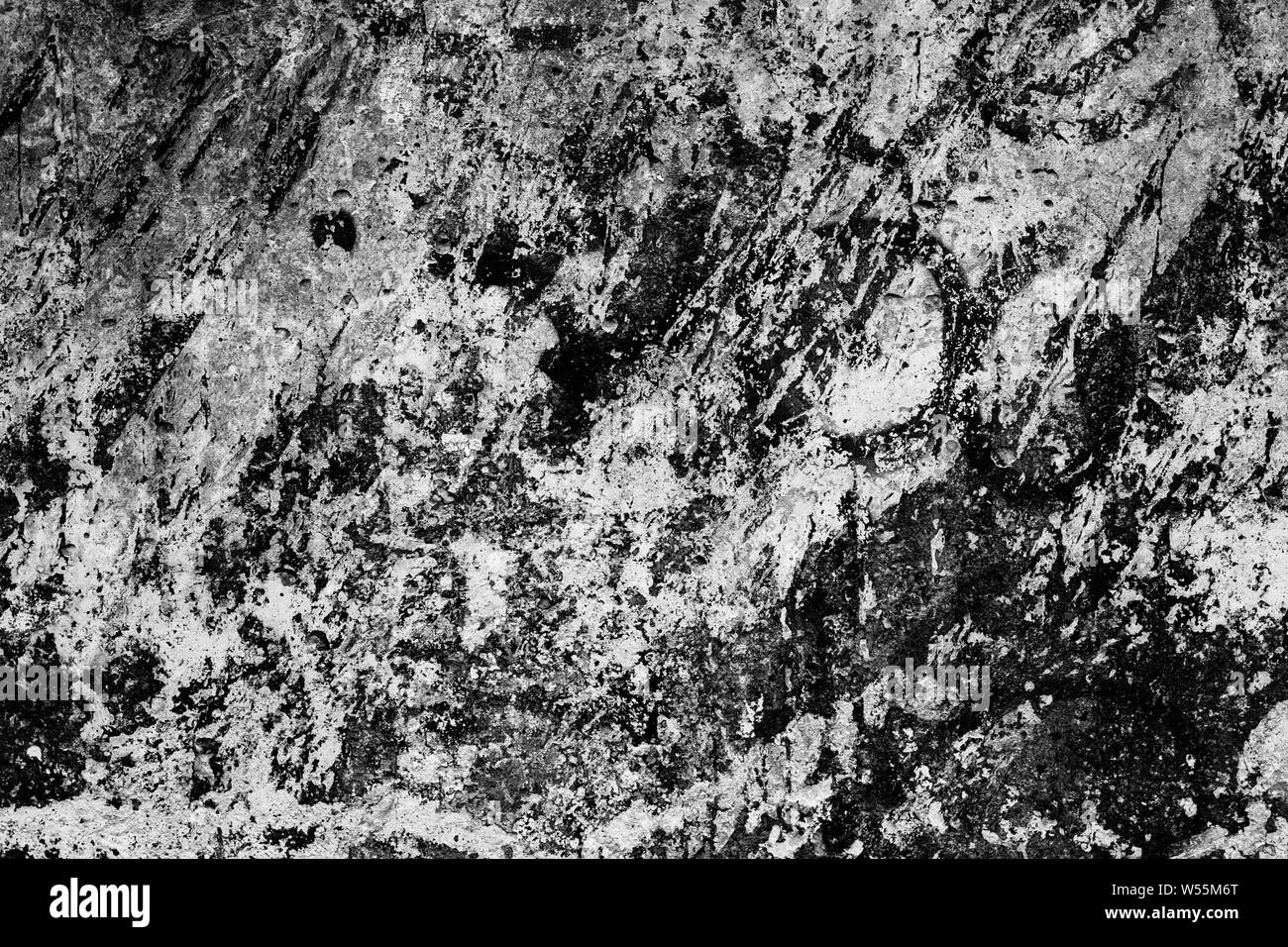 Oberfläche aus schwarzem und weißem Granit. Marmor Textur. Abstrakte Muster auf schwarzen und weißen Hintergrund. Schwarze Textur Dunkle Schiefer Hintergrund. C Stockfoto