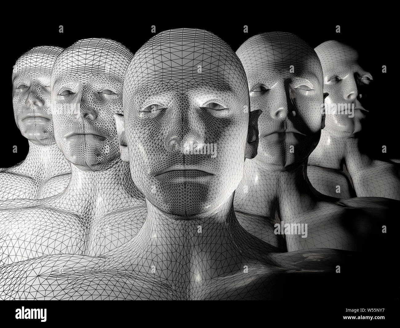 Cgi (Computer Generated image)/Illustration: Symbolbild: Digitalisierung, Kuenstliche Intelligenz (KI, AI), Cyberspace, Roboter, Bionik (nur fuer Rot Stockfoto