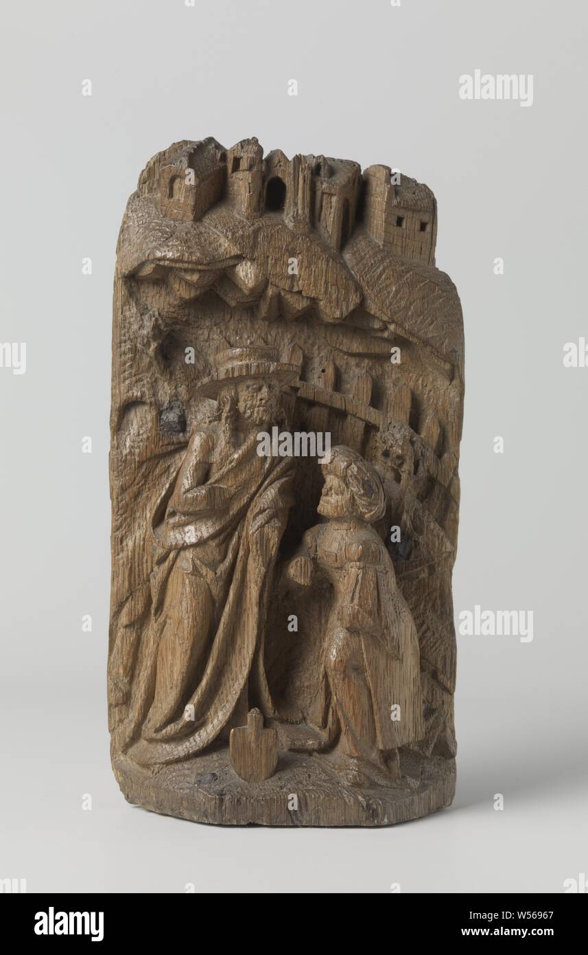 Christus als Gärtner, in einer Landschaft, die Christus steht gegenüber der knienden Maria Magdalena mit einem steigenden und einem darüberliegenden im Hintergrund Landschaft mit einem pallisade und eine Stadt mit einer City Gate. Christus mit einem Spaten trägt einen großen Hut, anonyme, Antwerpen, C. 1515 - C. 1520, Eiche (Holz), h 22 cm x W 12 cm x d 5 cm Stockfoto