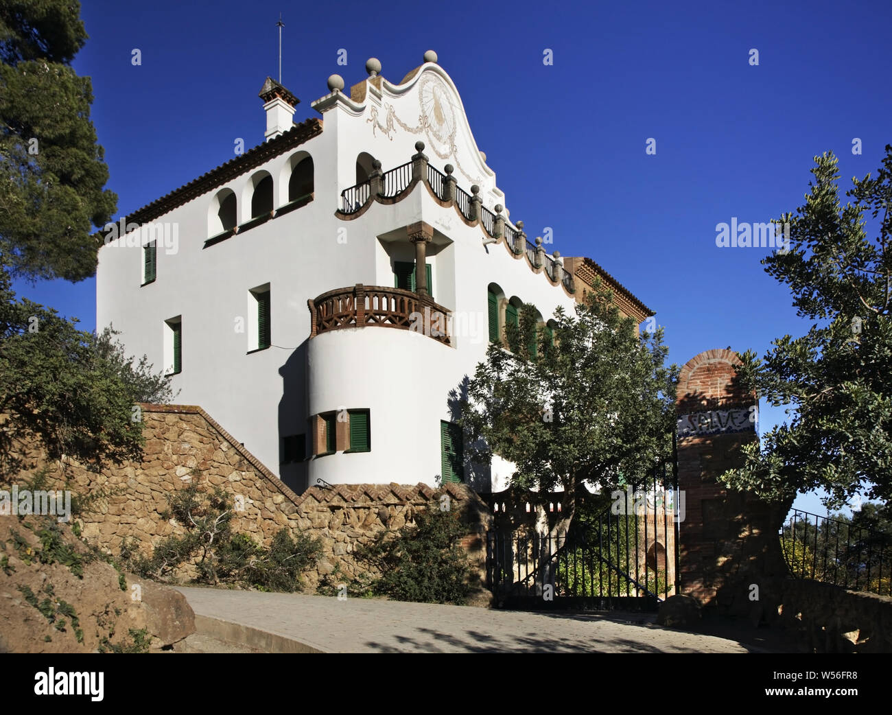 Casa Marti Trias ich Domenech in der Park Güell. Barcelona. Spanien Stockfoto