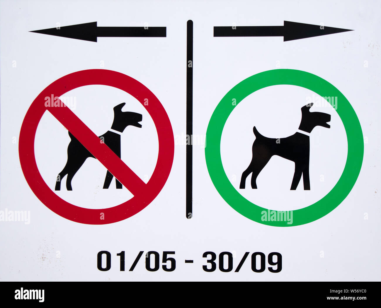Ein Hund Einschränkung unterzeichnen, Großbritannien, Großbritannien Stockfoto