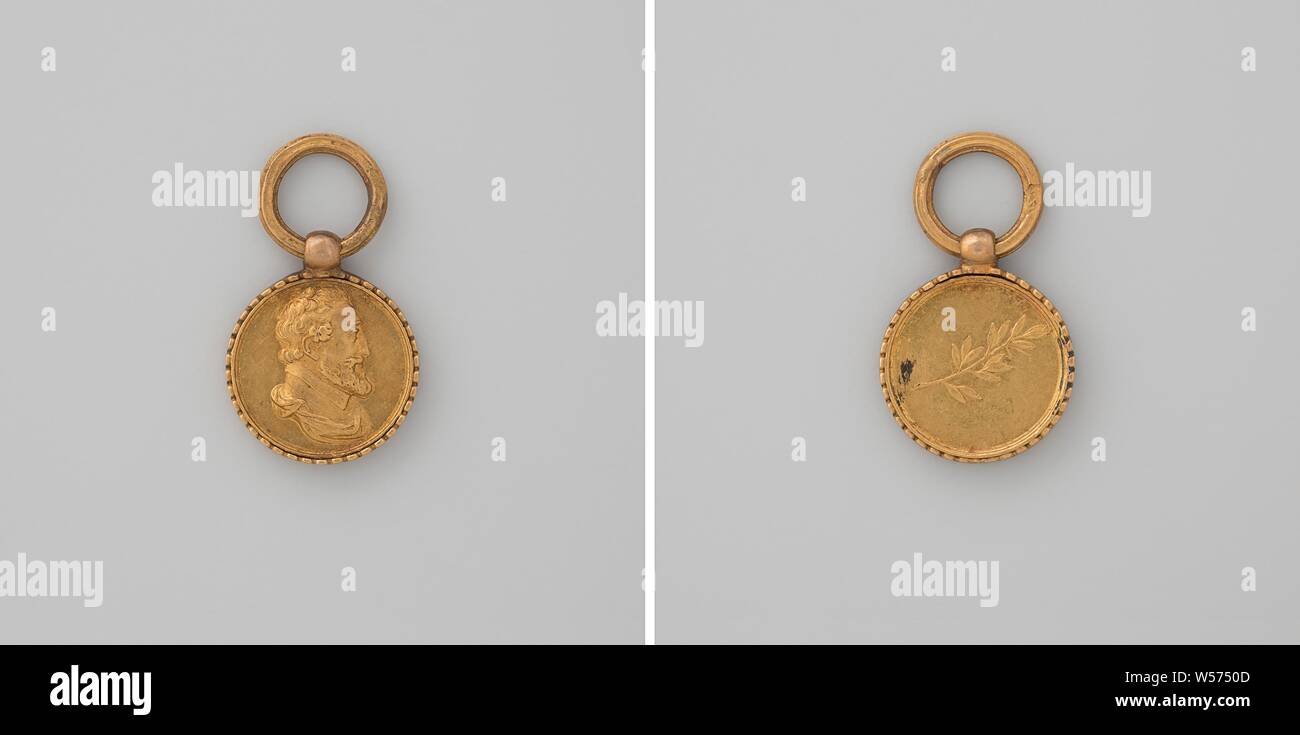Heinrich IV., König von Frankreich, Goldmedaille für das Auge und den Ring. Vorderseite: des Menschen Bruststück in dekorativen Grenze. Rückwärtsgang: Olive Branch in dekorativer Bordüre, Henry IV (König von Frankreich und Navarra), anonym, 1815-1820, gold (Metall), markanten (Metallverarbeitung), d 1,4 cm x t 1 cm × d 0,8 cm × w 0,60 Stockfoto