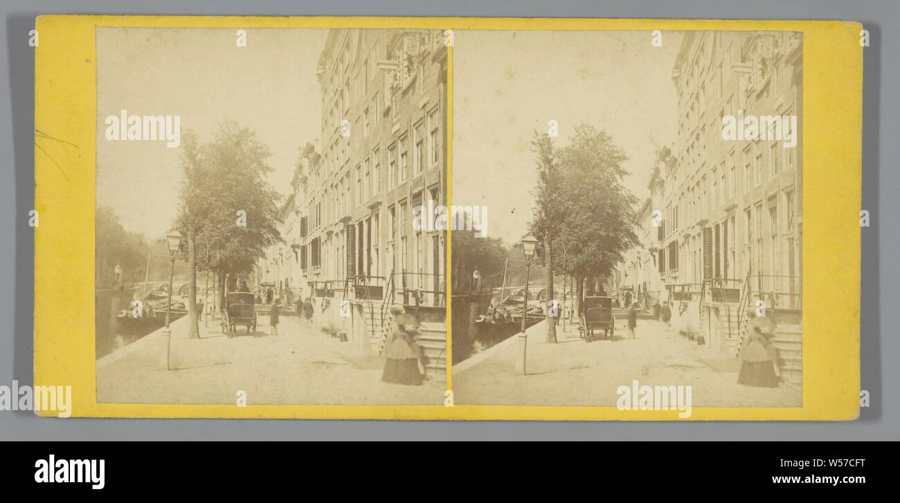 Häuser auf der Herengracht, Amsterdam, Papier, Fotopapier, Karton, Eiklar drucken, H 78 mm x B 145 mm Stockfoto