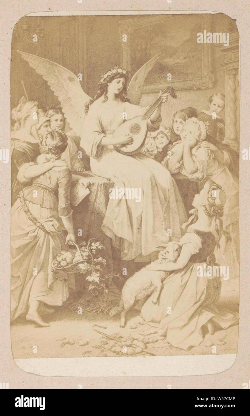 Foto Reproduktion von (vermutlich) einen Druck nach der Arbeit von W. v. Kaulbach: Mignon (Wilhelm Meister) Mignon (Wilhelm Meister) W. von Kaulbach (Titel auf Objekt), ein Teil des Photo Album mit 16 cartes - - Besuch der weiblichen Figuren aus der Arbeit der JW Goethe., Jugendliche, junge Frau, Maiden, Andries Jager, Amsterdam, C. 1860 - C. 1890, Papier, Fotopapier, Karton, Eiklar drucken, H 76 mm x B 55 mm Stockfoto