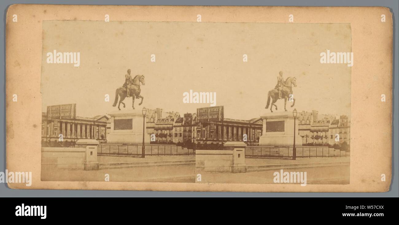 Reiterstandbild von Heinrich IV. von Frankreich auf die Pont Neuf in Paris, Reiterstatue, Pont Neuf, Henry IV (König von Frankreich und Navarra), anonyme, Paris, C. 1850 - C. 1880, Fotopapier, Karton, Eiklar drucken, H 85 mm x B 175 mm Stockfoto