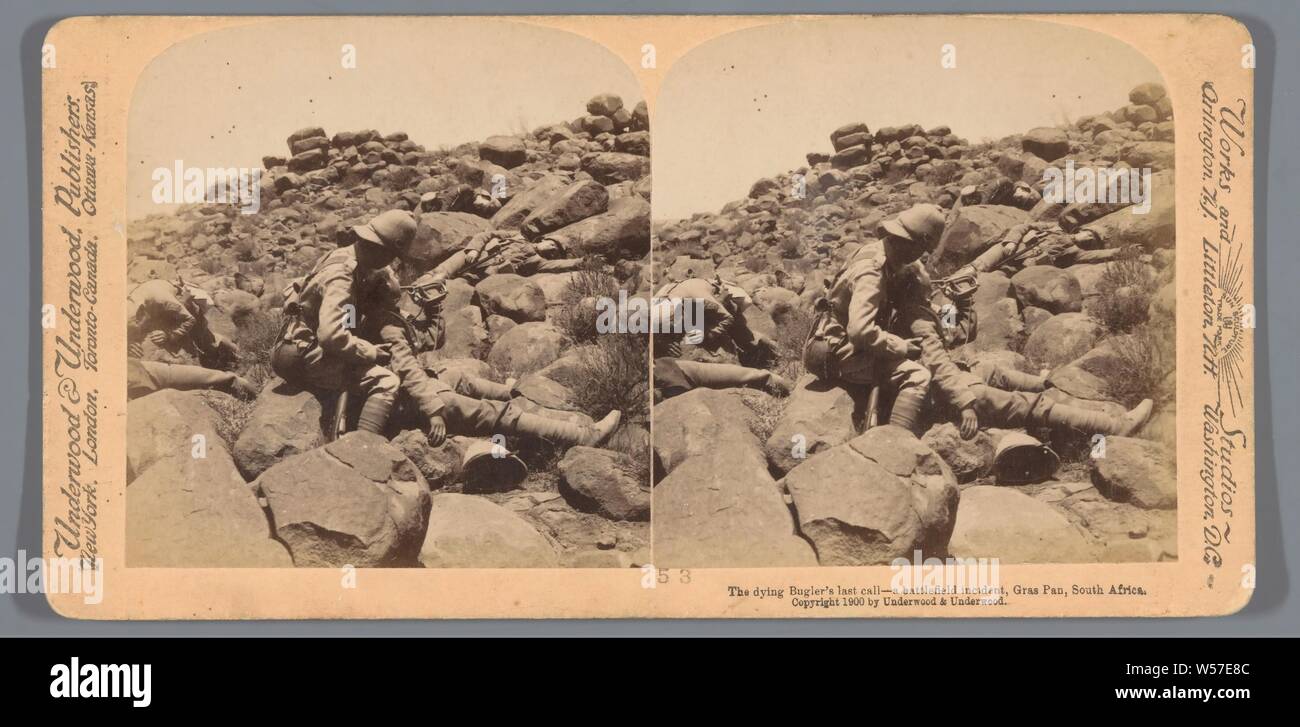 Der Sterbende Hornist letzter Aufruf - ein Schlachtfeld Incident, Gras Pan, Südafrika, Underwood und Underwood, 1900 Stockfoto