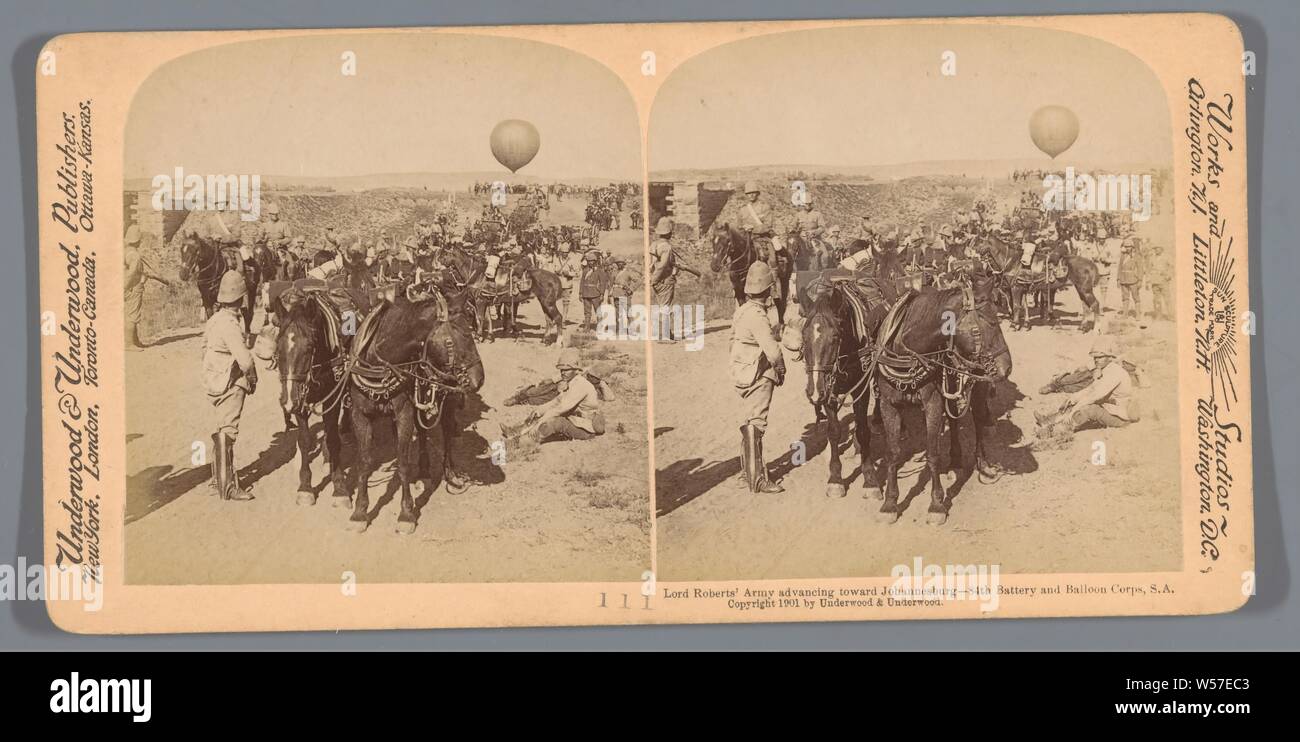 Herr Roberts' Armee in Richtung Johannesburg - 84 Batterie und Ballon Corps, Südafrika, Underwood und Underwood, 1901 Stockfoto