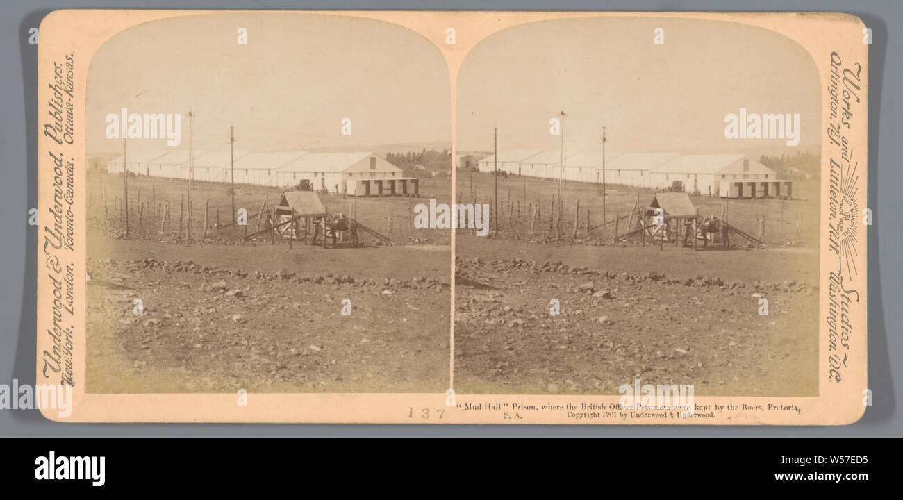 Schlamm Hall' Gefängnis, wo die britischen Offizier Häftlinge durch die Buren, Pretoria, Südafrika, Underwood und Underwood, 1901 gehalten wurden, Stockfoto