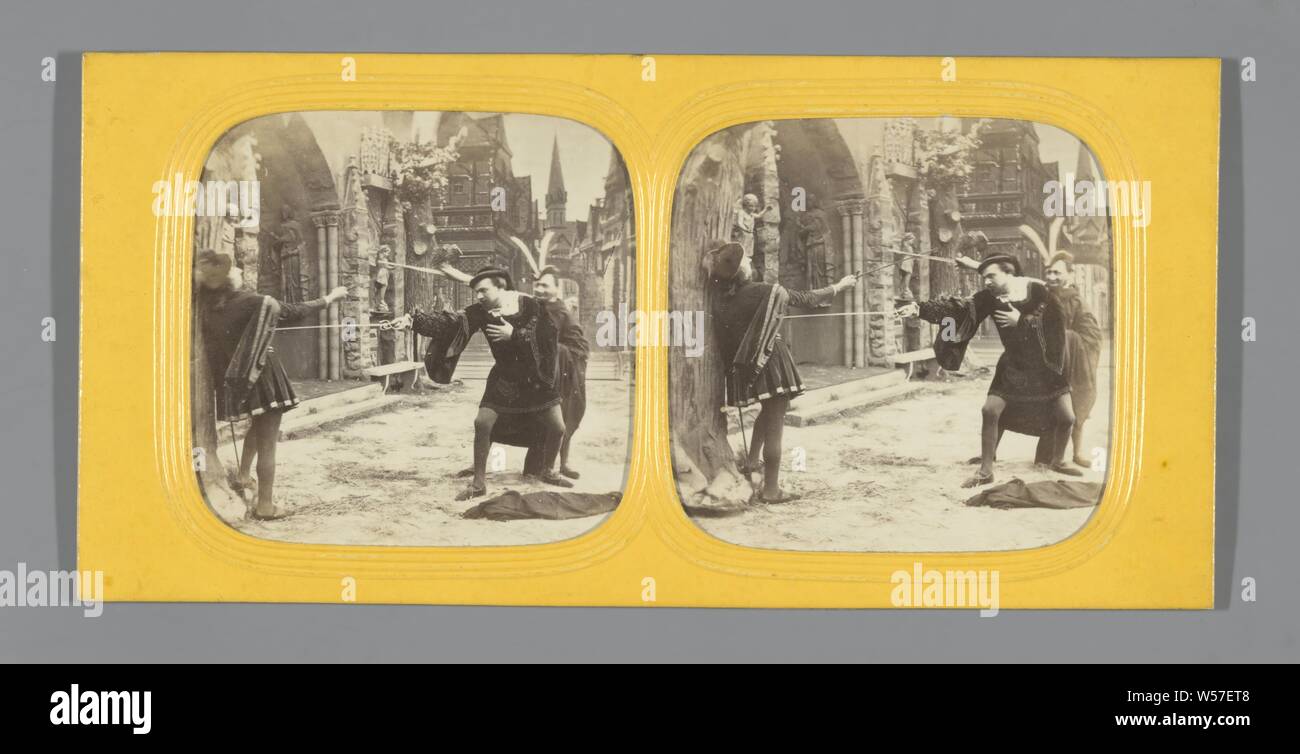 Szene: zwei Duelle Männer in historische Kleidung, anonym, 1860-1880 Stockfoto