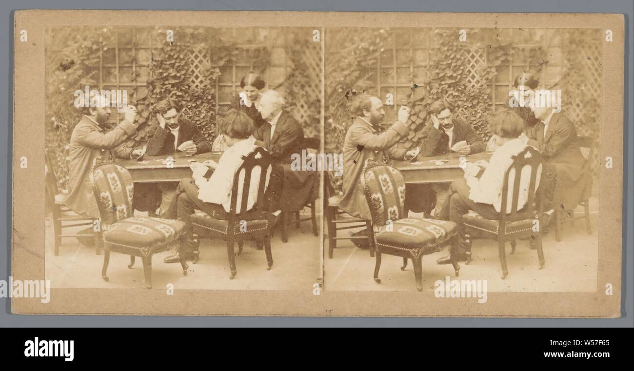 Zuordnung von Unternehmen bei der äußeren Tabelle, Karten spielen, Europa, anonym, Groningen, C. 1850 - C. 1880, Pappe, Fotopapier, Eiklar drucken, H 85 mm x B 170 mm Stockfoto