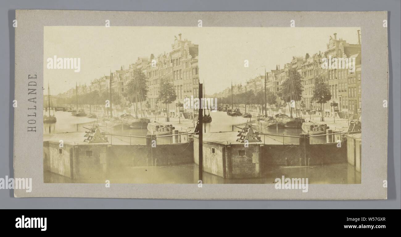 Canal d'Amsterdam/Singel, Hollande (Titel der Serie), Singel, Henri Plaut (möglicherweise), Amsterdam, die vor dem 7-Aug-1858, Fotopapier, Karton, Eiklar drucken Stockfoto