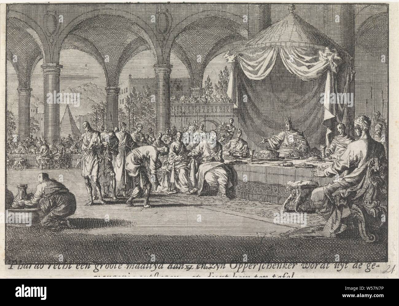 Rehabilitation von Wein des Pharao Geschenkverpackungen, Jan Luyken, Amsterdam, 1703-1762, Papier, Buchdruck, H 107 mm x B 157 mm Stockfoto