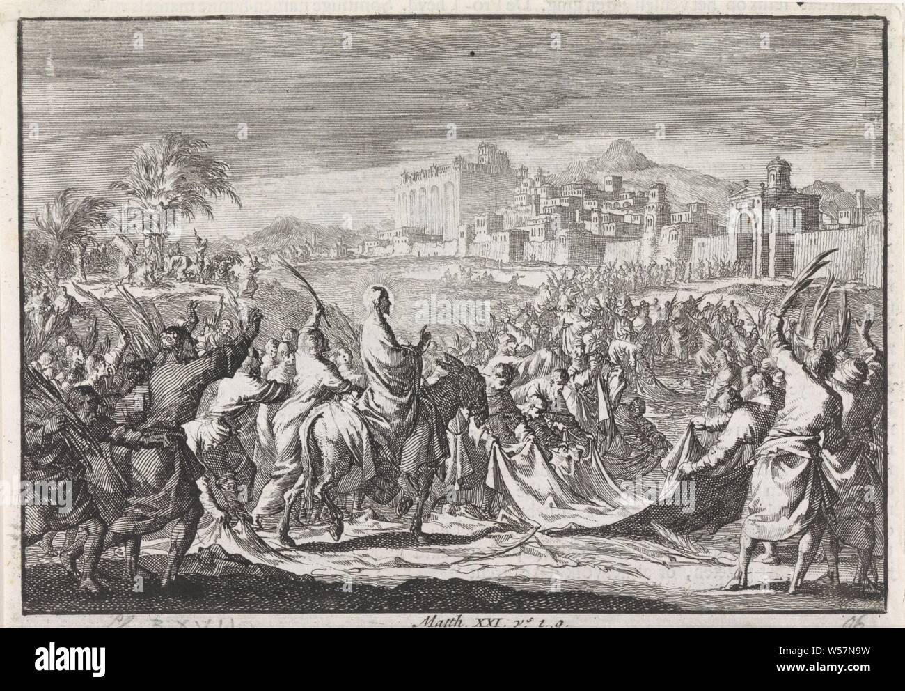 Einzug in Jerusalem, Jan Luyken, Amsterdam, 1703-1762, Papier, Buchdruck, H 210 mm x B 158 mm Stockfoto