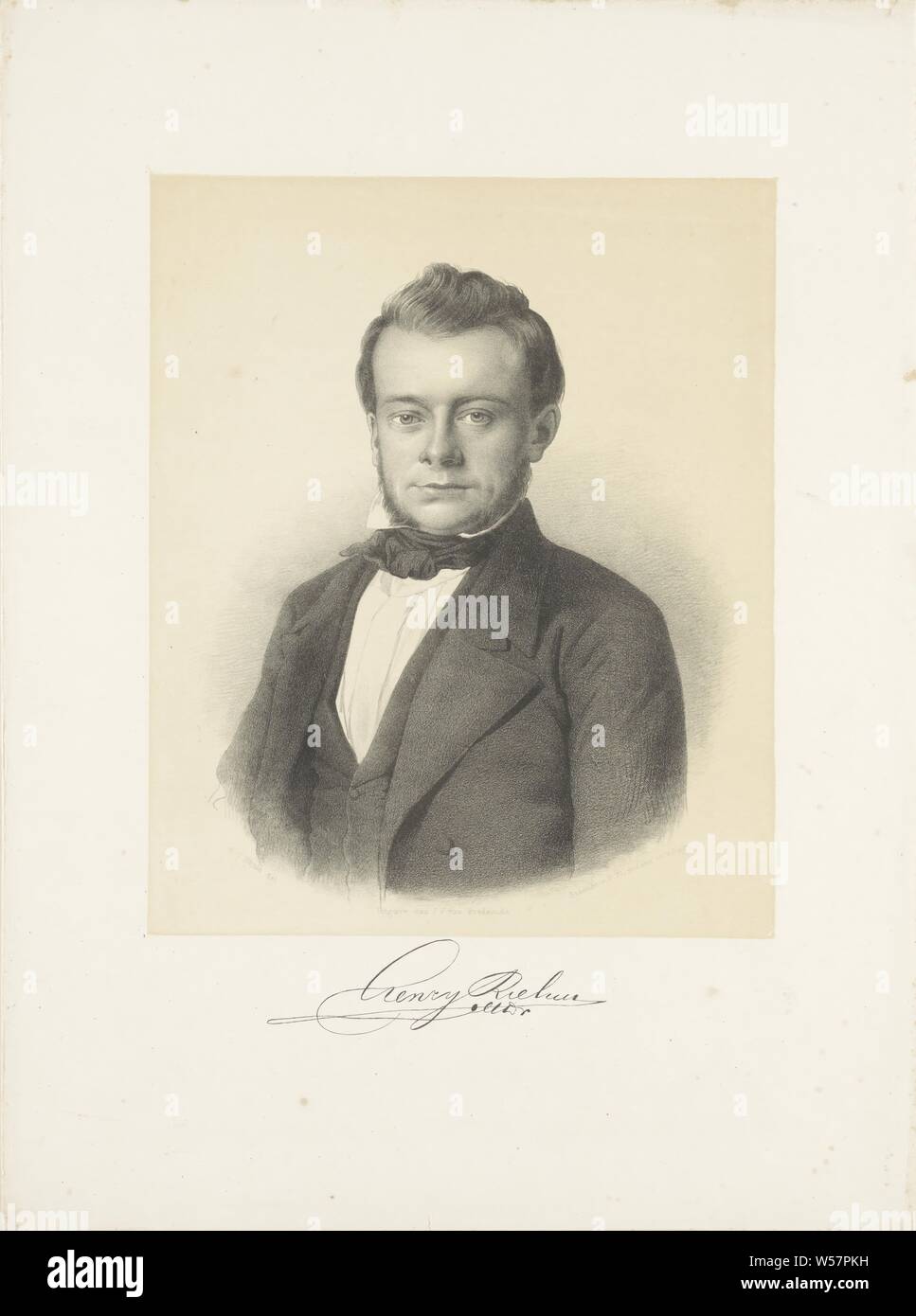 Portrait von Christian Heinrich Riehm, unter dem Porträt die Signatur der Person dargestellt., historische Personen ((Voll) Büste portrait), Christian Heinrich Riehm, Adrianus Johannes Ehnle (auf Objekt erwähnt), 1829-1852, Papier, H 365 mm x B 270 mm Stockfoto