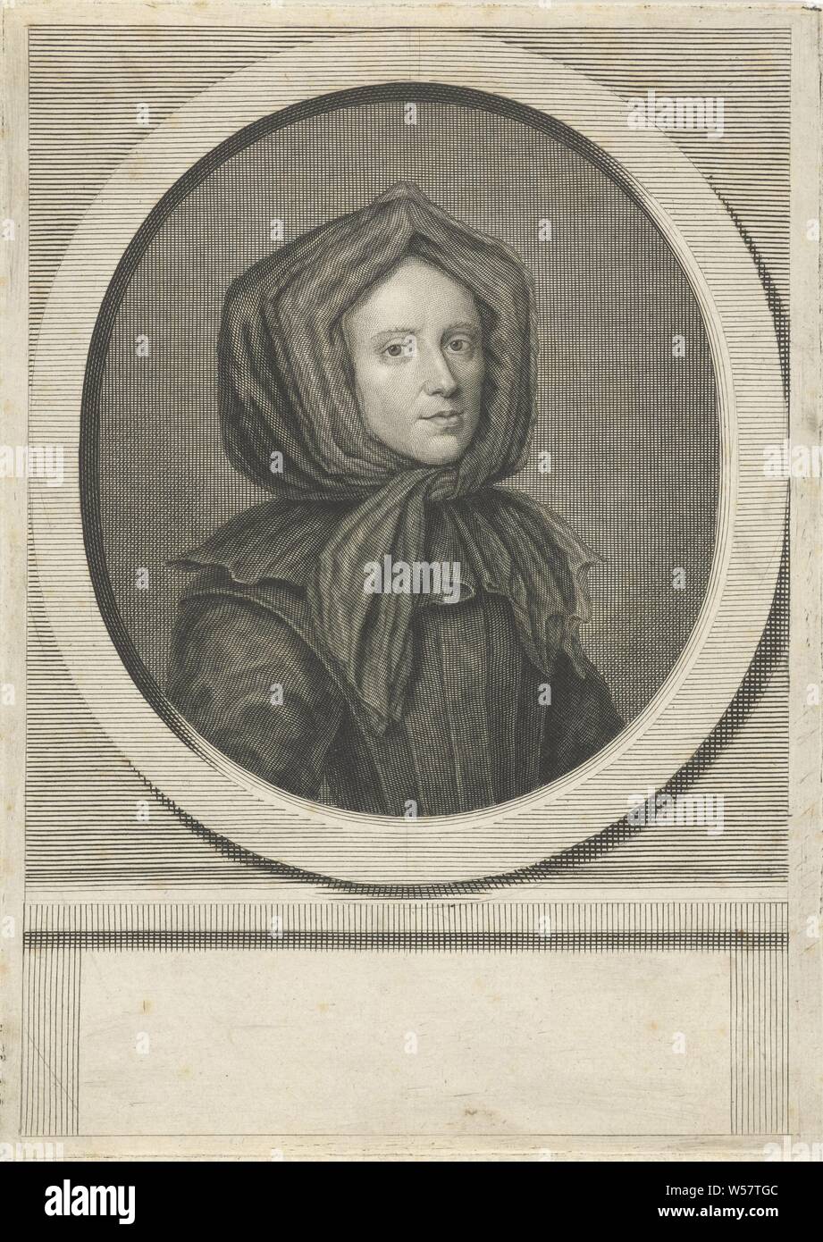 Portrait von Antoinette Bourignon, Antoinette Bourignon, ein French-Flemish mystica, Pieter van Gunst, Amsterdam, 1659 - 1731, Papier, Gravieren, w 155 mm x H 213 mm Stockfoto