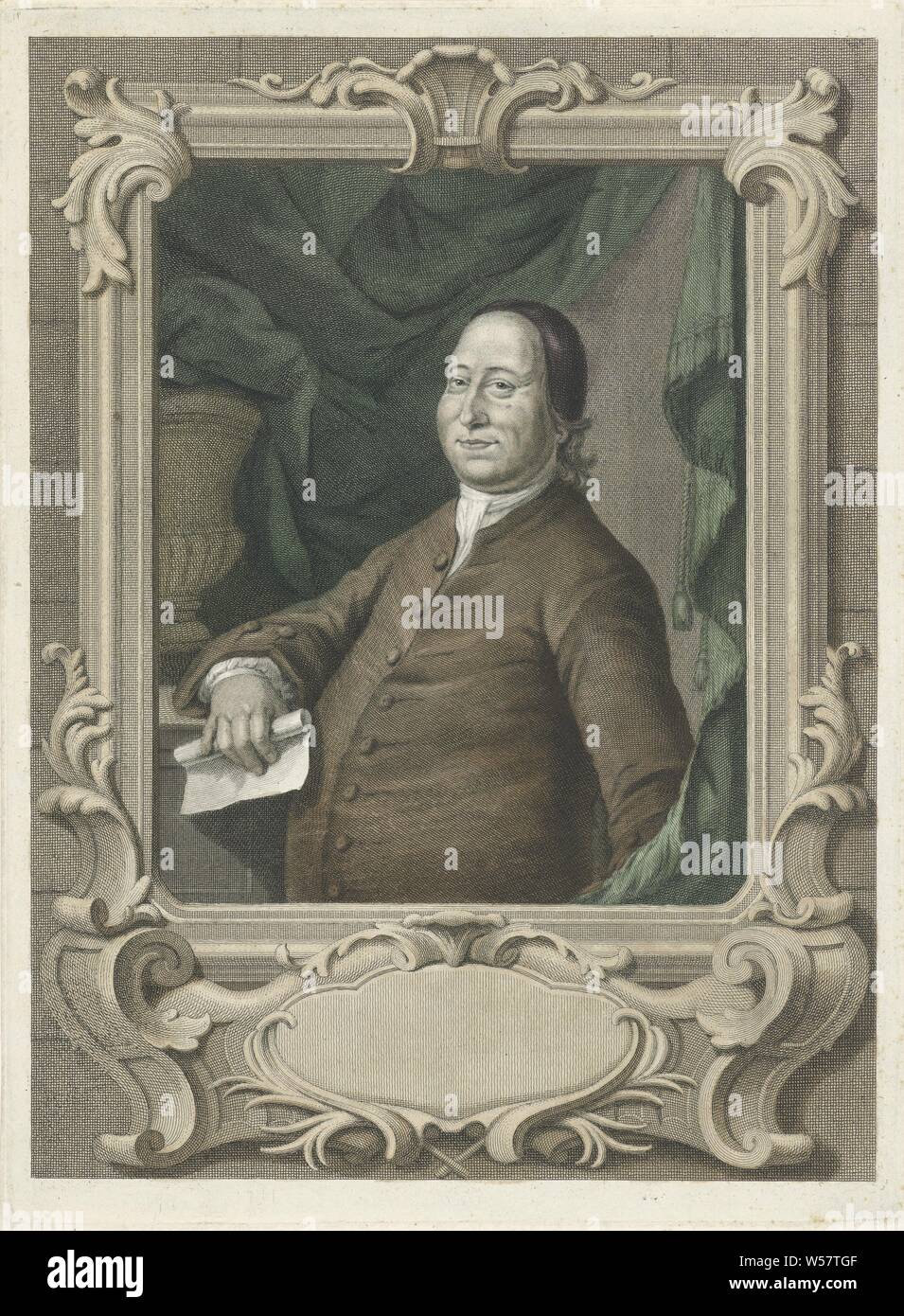 Portrait von Nikolaus Ludwig Graf von Zinzendorff, Nikolaus Ludwig Graf von Zinzendorf, Jakob Houbraken, Amsterdam, 1762 - 1764, Papier, Gravur, H 346 mm x B 255 mm Stockfoto