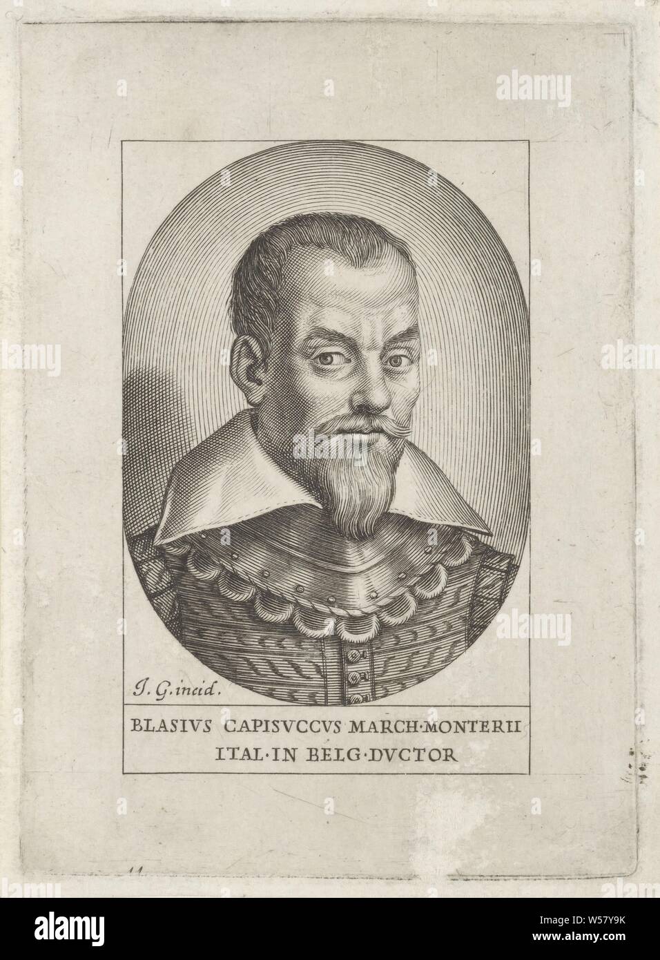 Portrait von Biagio Capizucchi Portraits (Titel der Serie), historische Personen, Biagio Capizucchi, Joseph Greuter (auf Objekt erwähnt), Italien, C. 1650, Papier, Gravur, H 131 mm x B 95 mm Stockfoto