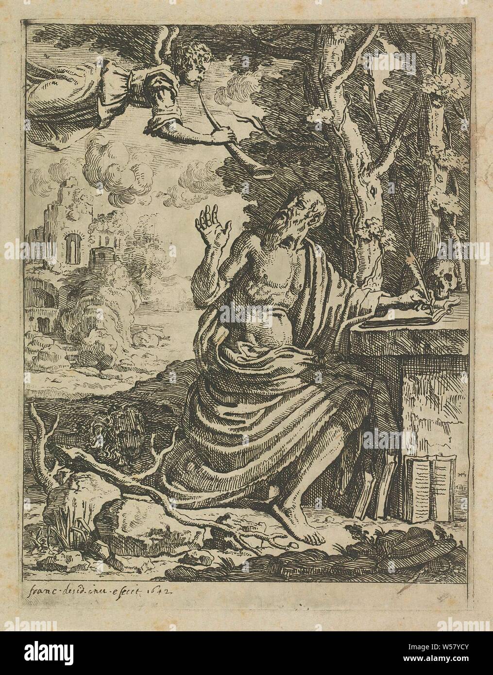 Selbstportrait mit gefiederten samt Beret, Rembrandt van Rijn (auf Objekt erwähnt), 1638, Papier, drypoint, H 134 mm x B 103 mm Stockfoto