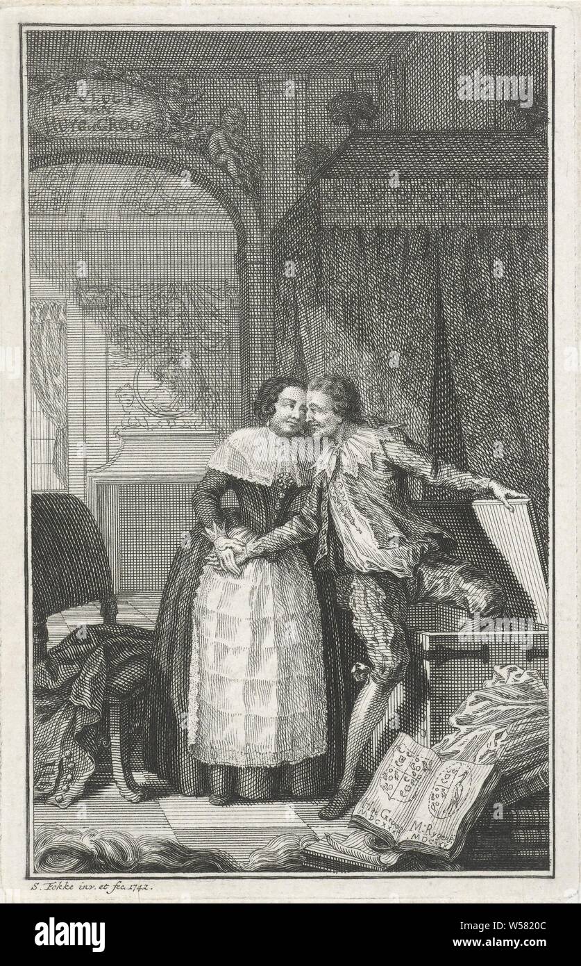 Joseph erzählt seine Träume, Rembrandt van Rijn (auf Objekt erwähnt), 1638, Papier, Ätzen, H 110 mm x B 83 mm Stockfoto