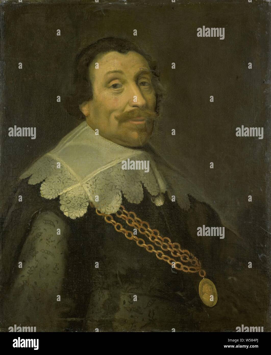 Portrait von Lieutenant-Admiral Harpertsz Maerten Tromp, Portrait von maerten Harpertsz Tromp, Lieutenant Admiral. Die Hälfte davon, eine Goldmedaille an einer Kette auf der Brust, Maarten Harpertszoon Tromp, Michiel Jansz van Mierevelt (Werkstatt), nach 1640, die Leinwand, das Öl Paint (Lack), Support: h 71,5 cm x W 59 cm d 5,8 cm Stockfoto
