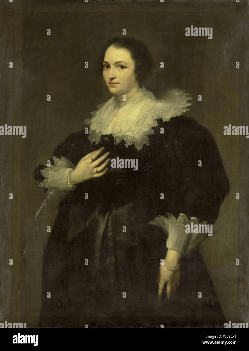 Die Frau von Stian Leerse, Portrait von Stian Leerse's Frau. Knie, stehend mit der rechten Hand auf der Brust., Willem Bartel van der Kooi, 1804, Leinwand, Ölfarbe (Lack), H 132,5 cm × W102 cm x T 4,5 cm, d 9,5 cm Stockfoto