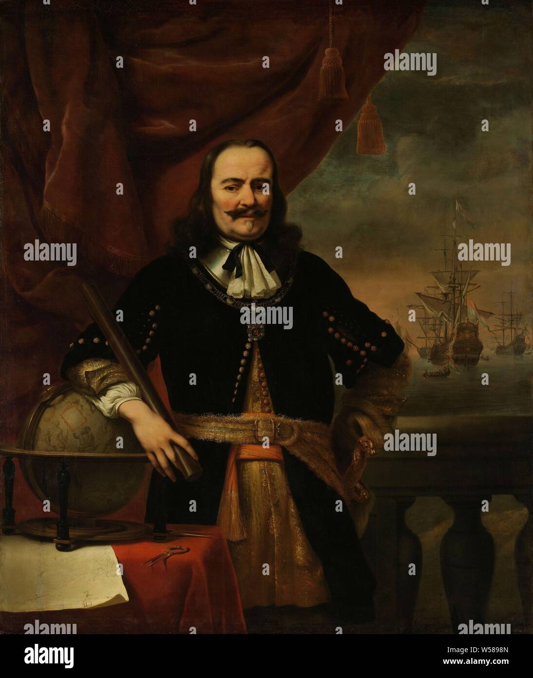 Michiel De Ruyter als Lieutenant-Admiral, Michiel De Ruyter als Lieutenant-Admiral Adriaenszoon, Portrait von Michiel De Ruyter (1607-1676), Vice Admiral, Ferdinand Bol, 1667, Leinwand, Ölfarbe (Lack), h 157 cm x w 138cm Stockfoto