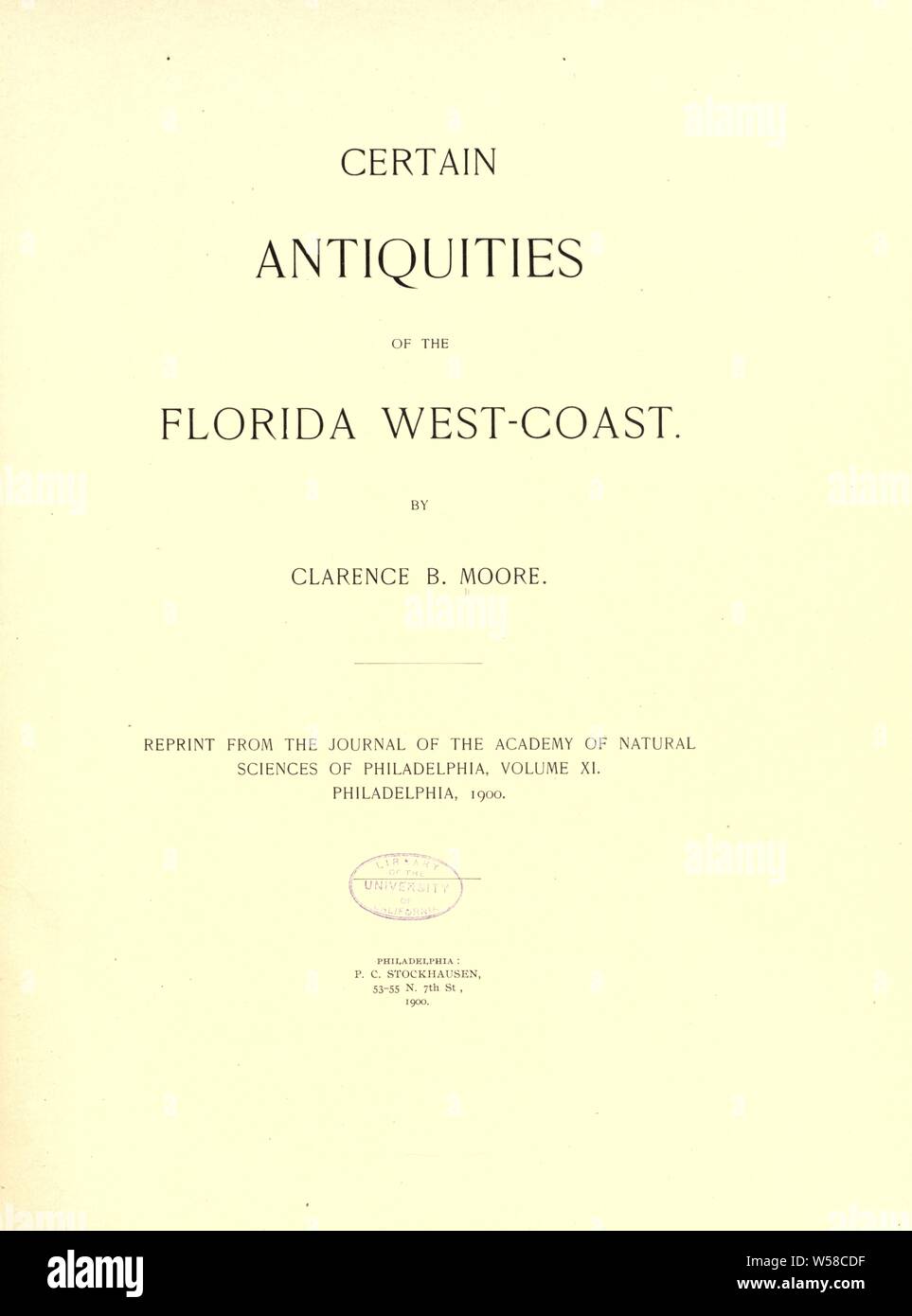 Bestimmte Altertümer der Florida Westküste: Moore, Clarence B. (Clarence Bloomfield), 1852-1936 Stockfoto