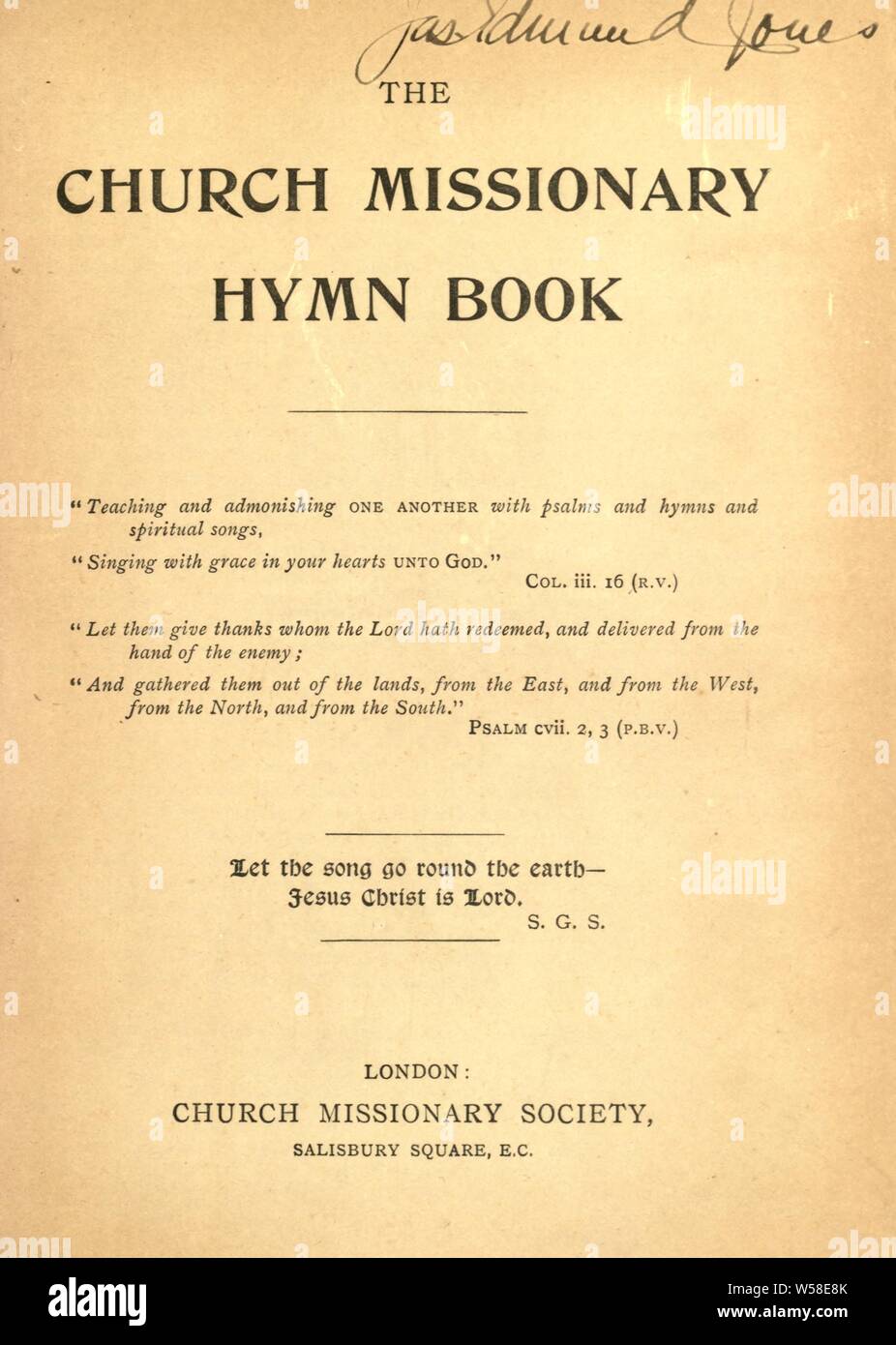 Kirche missionarisch Gesangbuch Stockfoto