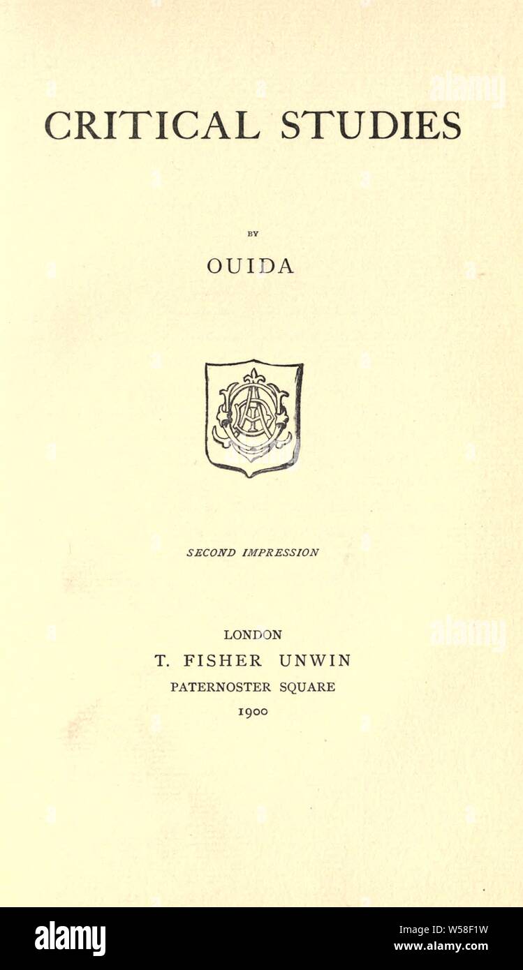 Kritische Studien: Ouida, 1839-1908 Stockfoto