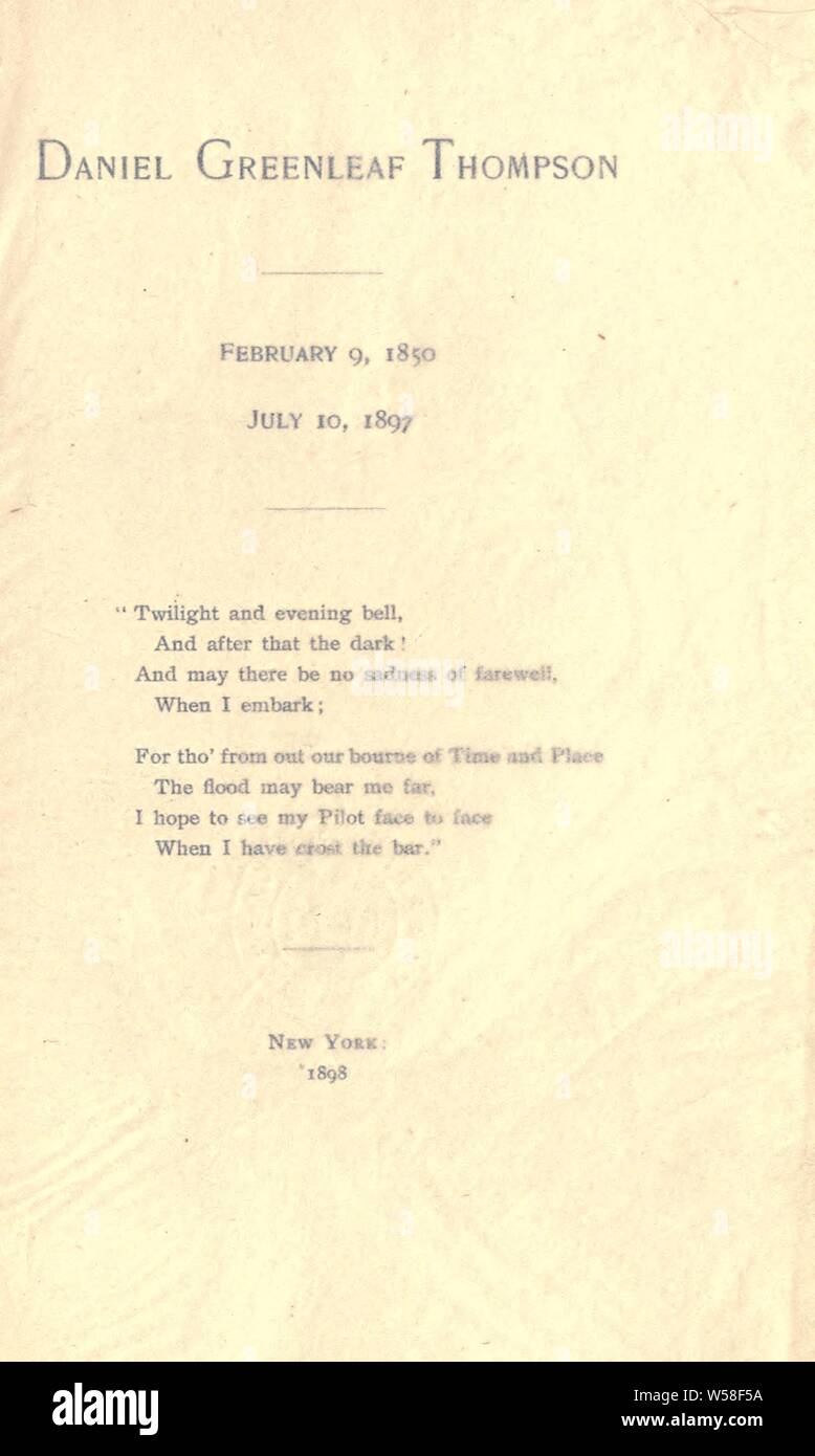Daniel Greenleaf Thompson, 9. Februar 1850, 10. Juli 1897 Stockfoto