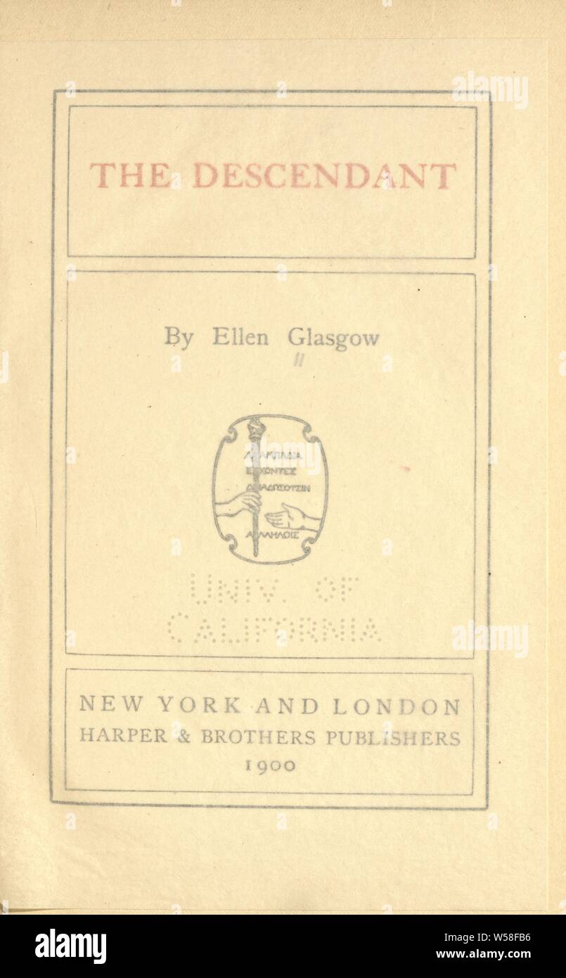 Der Deszendent: Glasgow, Ellen Anderson Gholson, 1873-1945 Stockfoto