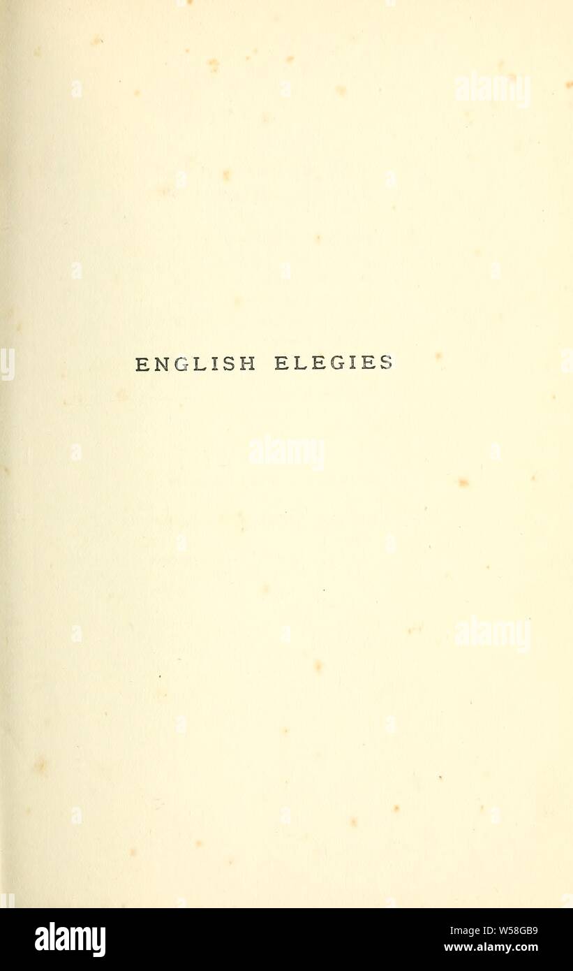 Englisch Elegien: Bailey, John Cann, 1864-1931 Stockfoto