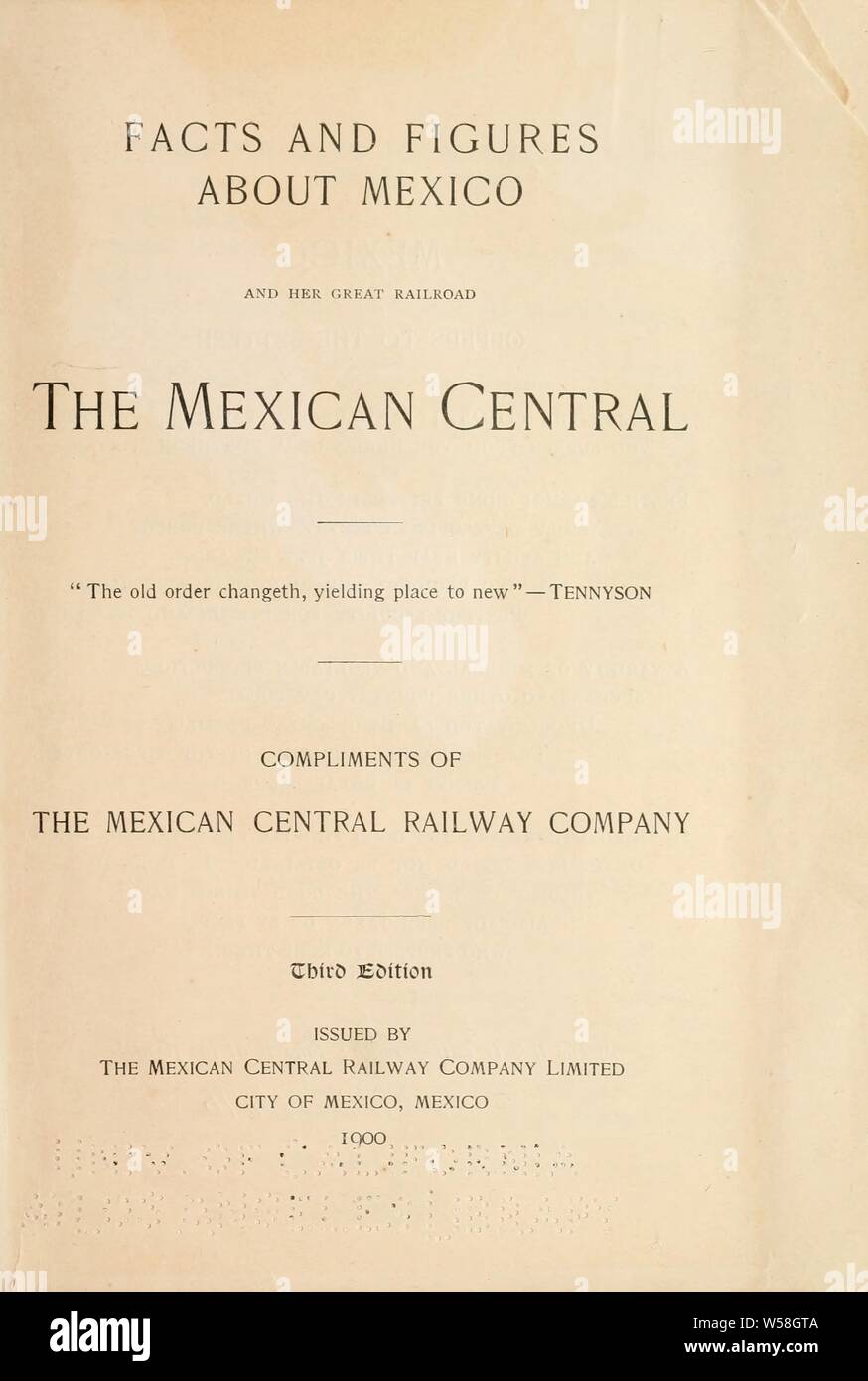Zahlen und Fakten über Mexiko und Ihre große Eisenbahn, die Mexikanische Zentrale: Mexikanische Central Railway Co Stockfoto