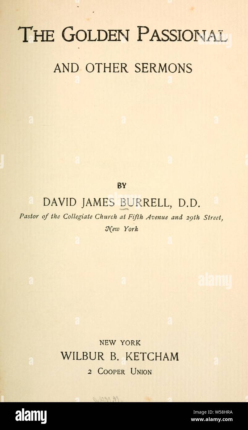 Die goldenen passional und andere predigten: Burrell, David James, 1844-1926 Stockfoto