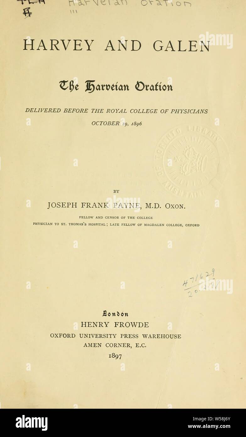 Harvey und Galen: Payne, Josef Frank, 1840-1910 Stockfoto
